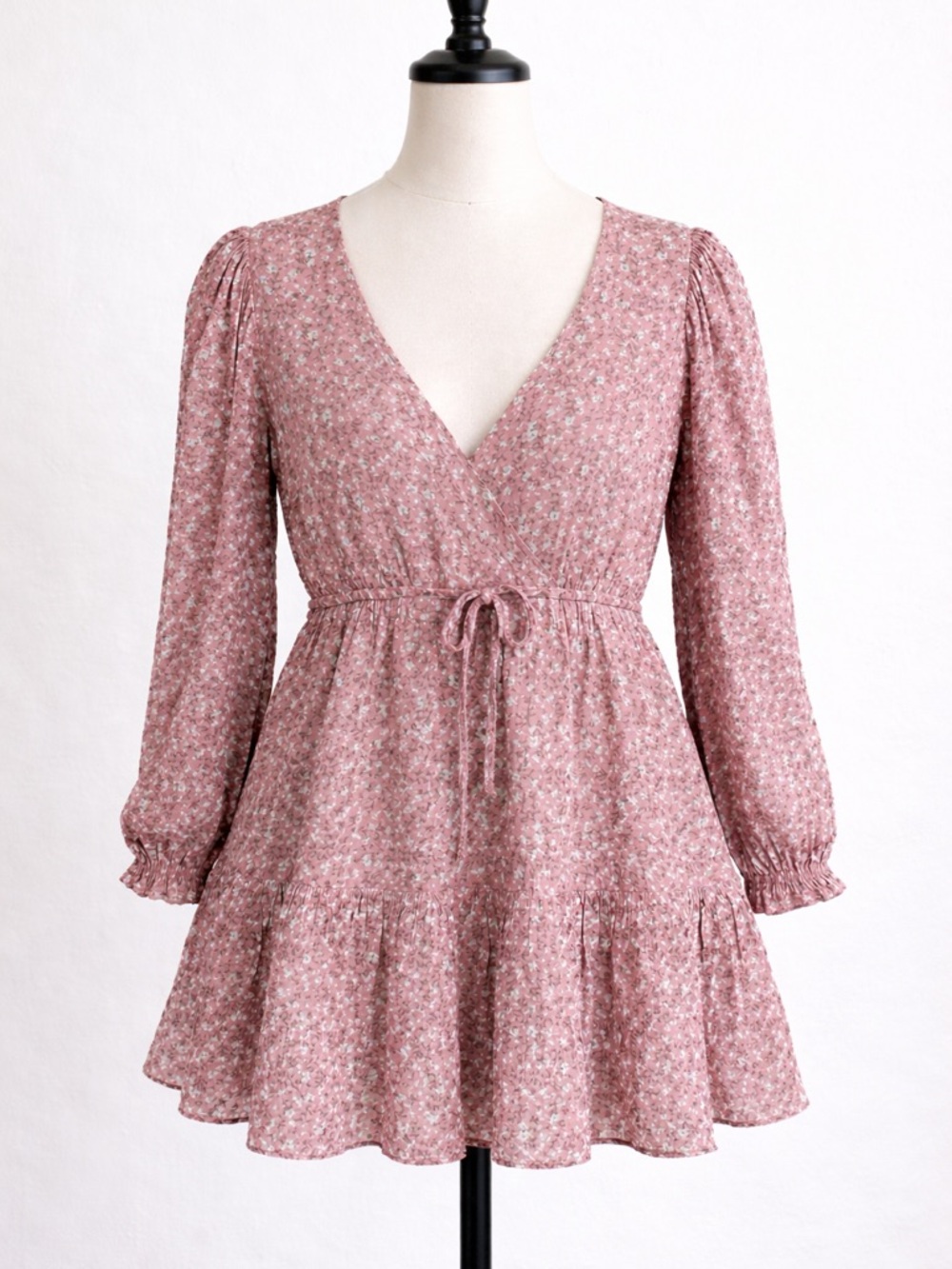 Forever 21 Burgundy Floral Long Sleeve Dress